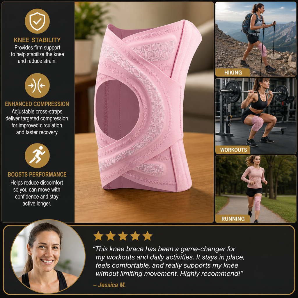 Adjustable Cross-Strap Compression Knee Brace for Sports & Joint Support