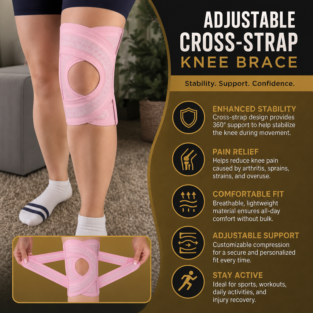 Adjustable Cross-Strap Compression Knee Brace for Sports & Joint Support