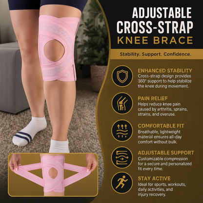 Adjustable Cross-Strap Compression Knee Brace for Sports & Joint Support