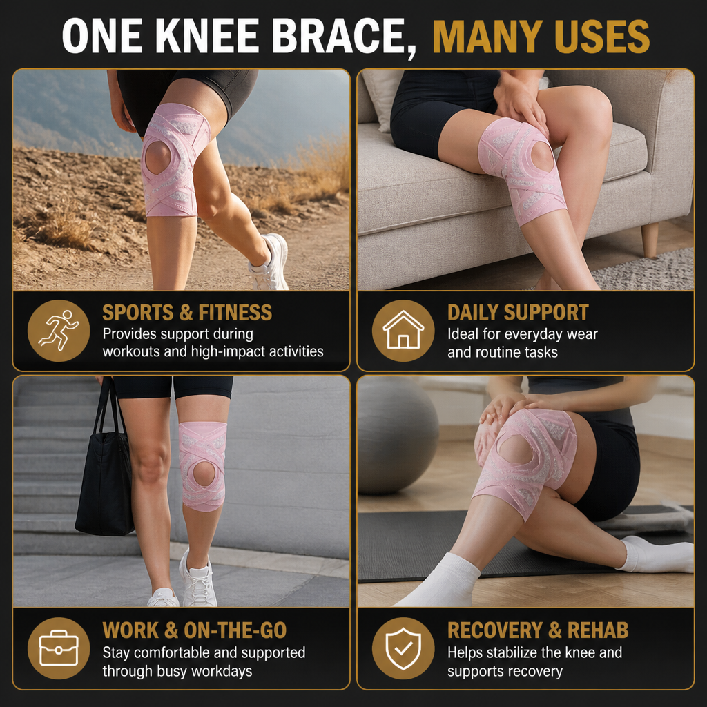Adjustable Cross-Strap Compression Knee Brace for Sports & Joint Support
