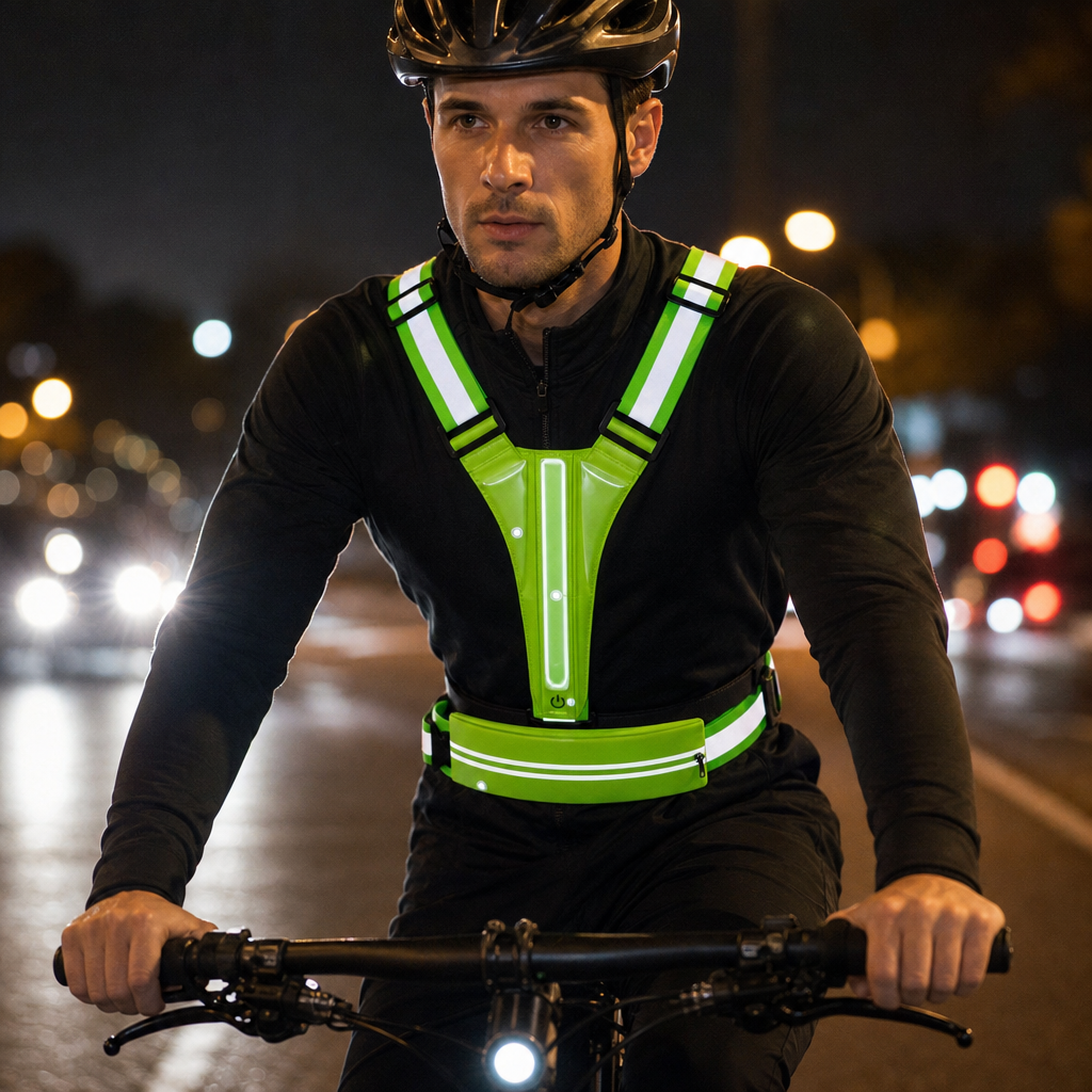 LED Reflective Running Vest with Waterproof Phone Pocket