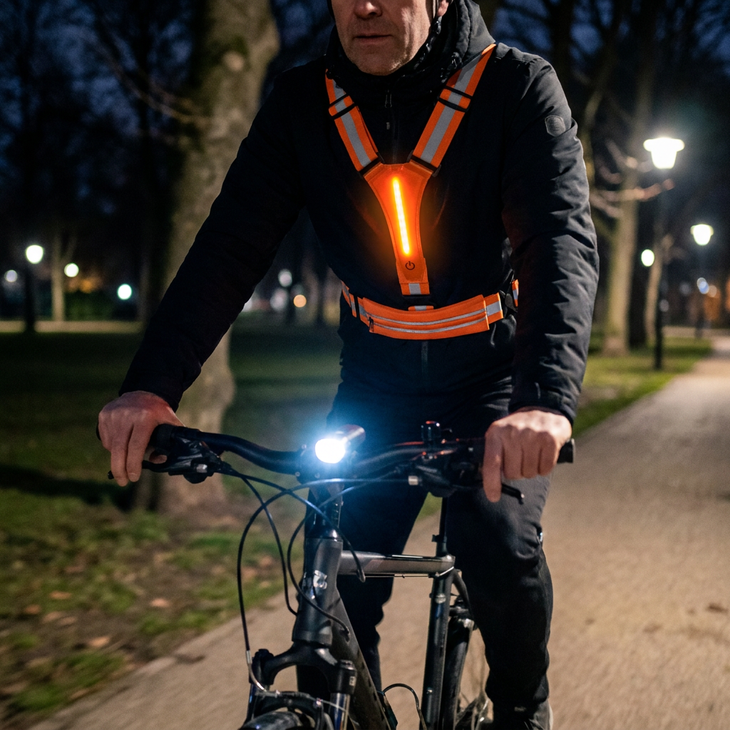 LED Reflective Running Vest with Waterproof Phone Pocket