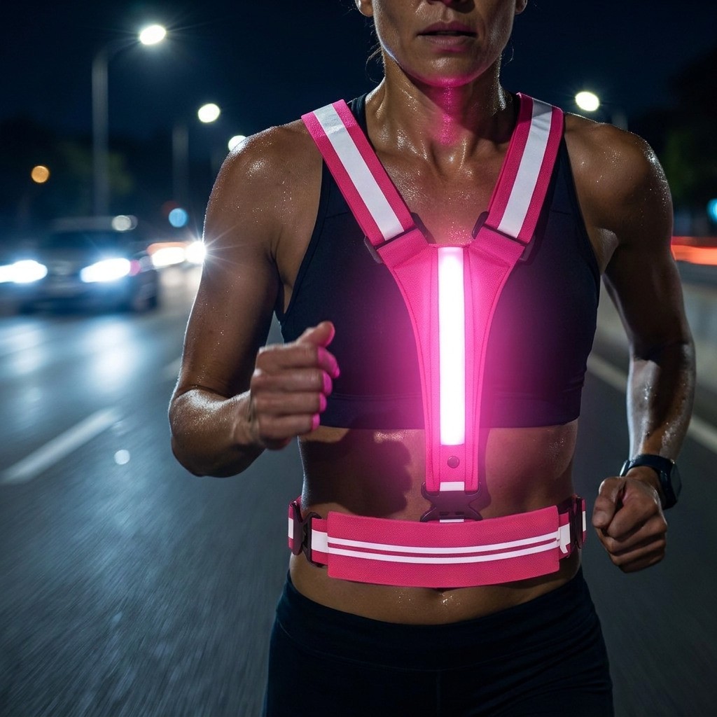 LED Reflective Running Vest with Waterproof Phone Pocket