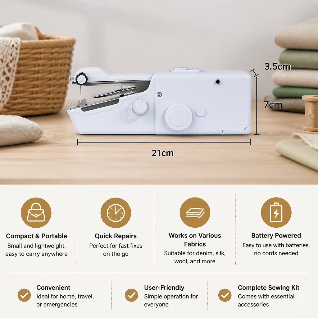 Portable Mini Sewing Machine for Quick Repairs and Home Use