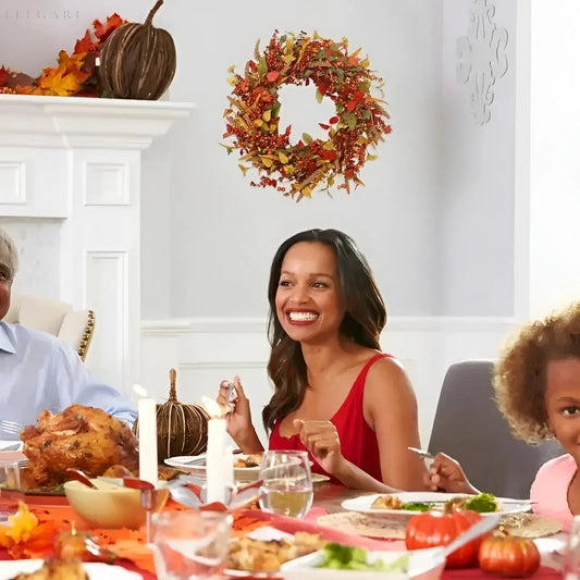 Autumn Rattan Wreath With Berries And Fall Leaves – For Seasonal Home Decor