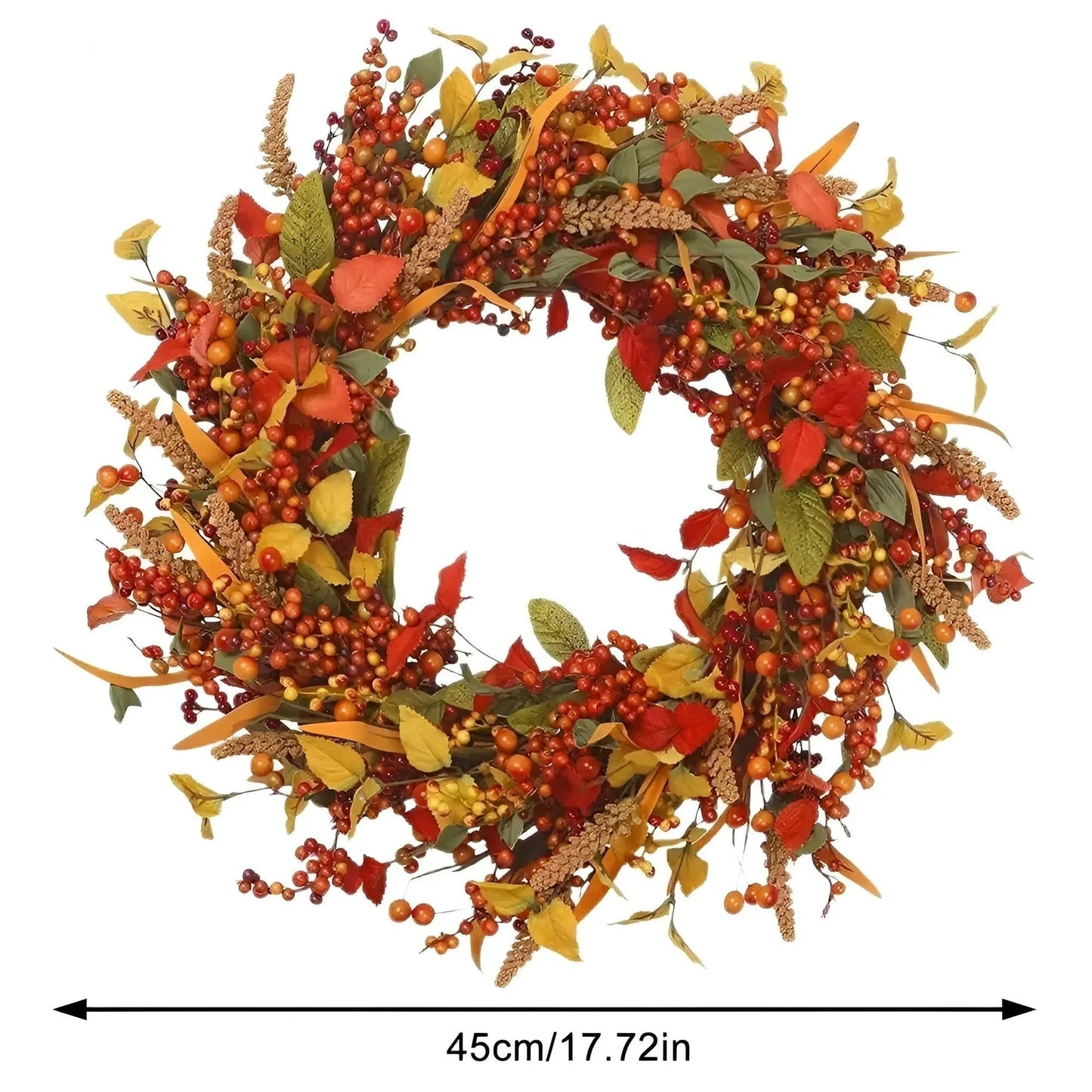 Autumn Rattan Wreath With Berries And Fall Leaves – For Seasonal Home Decor
