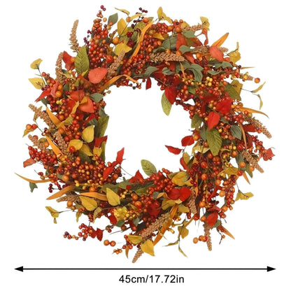Autumn Rattan Wreath With Berries And Fall Leaves – For Seasonal Home Decor