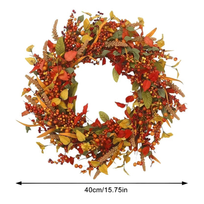 Autumn Rattan Wreath With Berries And Fall Leaves – For Seasonal Home Decor