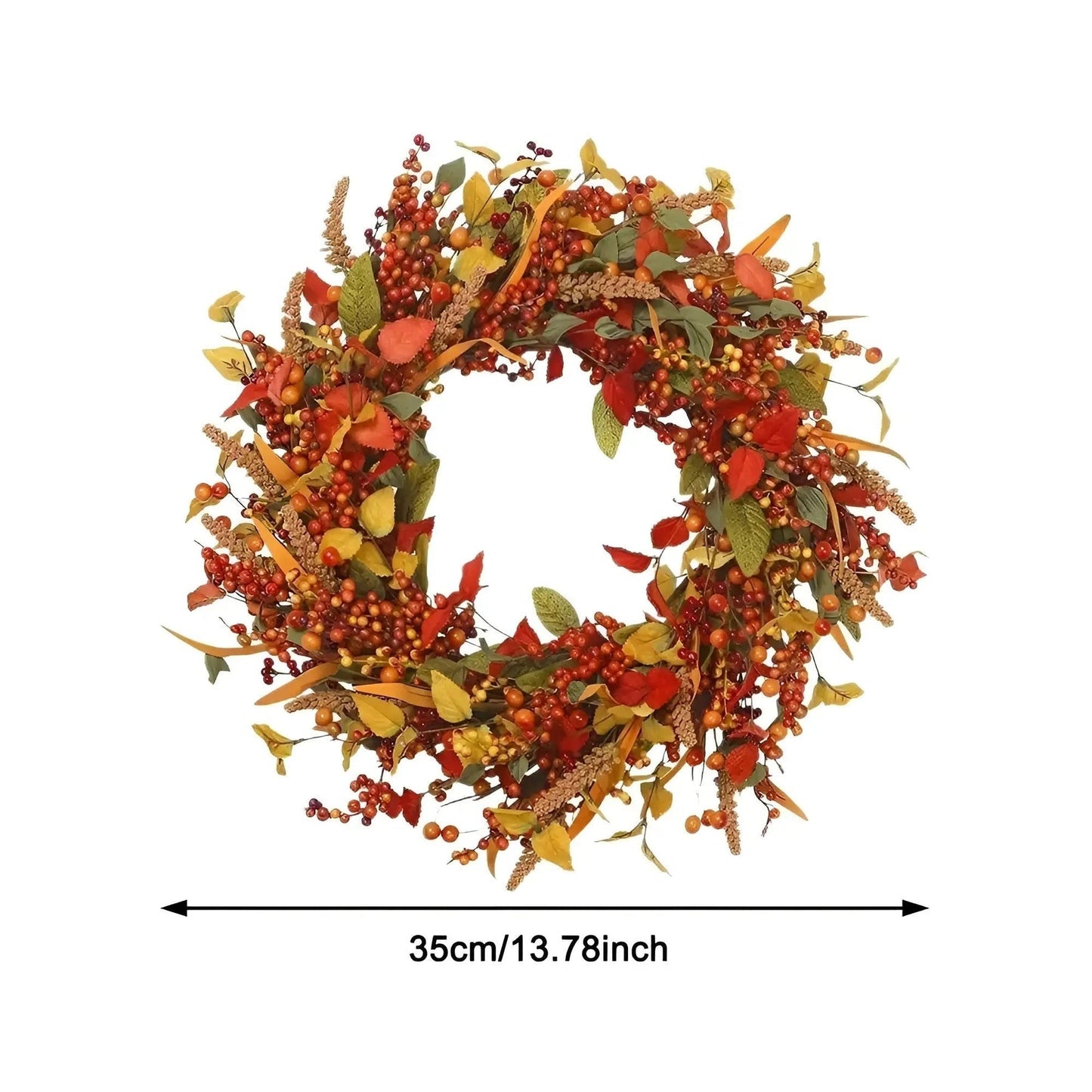 Autumn Rattan Wreath With Berries And Fall Leaves – For Seasonal Home Decor