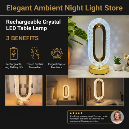 Rechargeable Crystal LED Table Lamp – Elegant Ambient Night Light