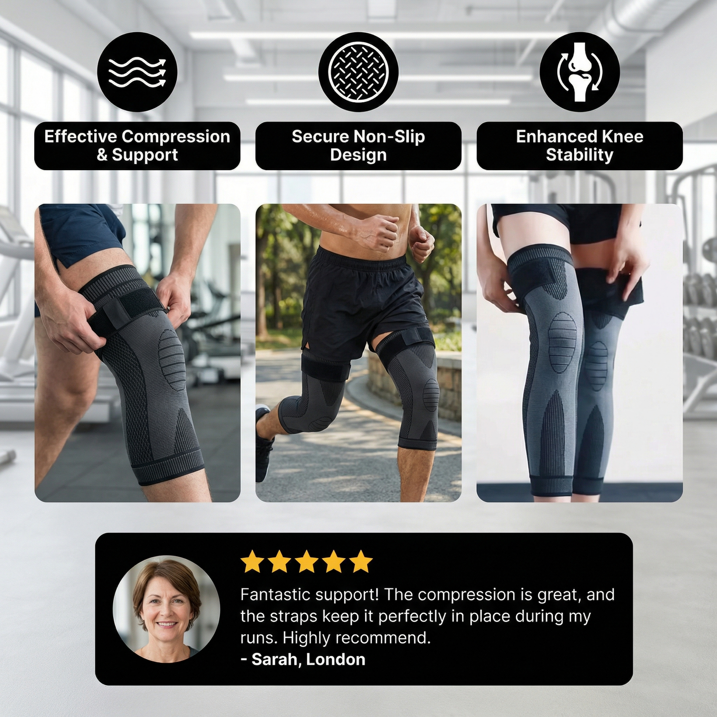 Elastic Knee Brace with Compression – Non-Slip & Stabilizing