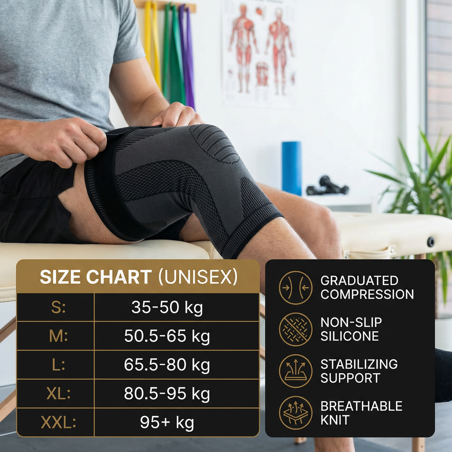 Elastic Knee Brace with Compression – Non-Slip & Stabilizing