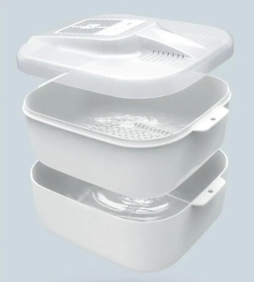 Multifunctional Food Washing Box - Automatic Cleaner with Draining Basket and Storage Lid