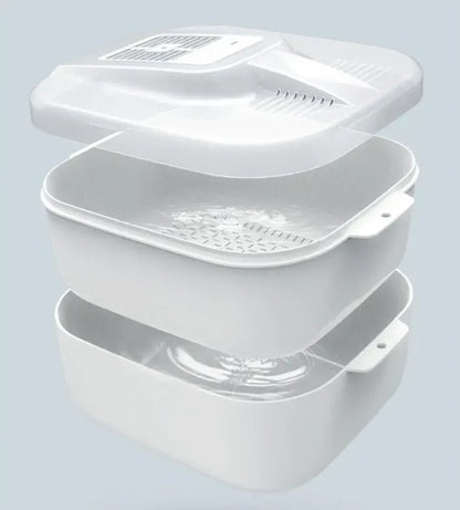 Multifunctional Food Washing Box - Automatic Cleaner with Draining Basket and Storage Lid