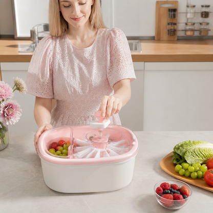 Self Draining Fruit and Vegetable Washing Bowl with Rotating Brush