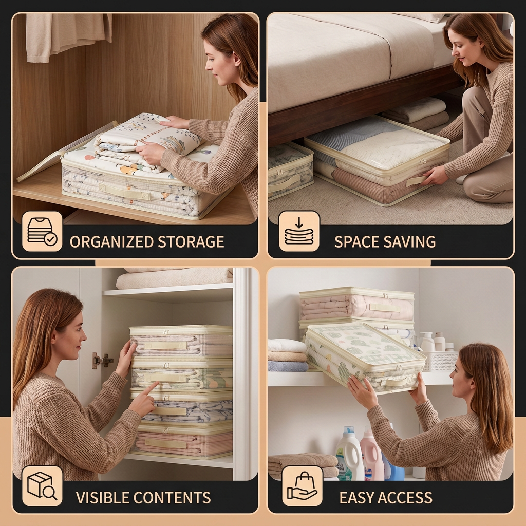 Transparent Bedding Storage Bag – Dustproof Wardrobe Organizer for Sheets & Duvet Covers