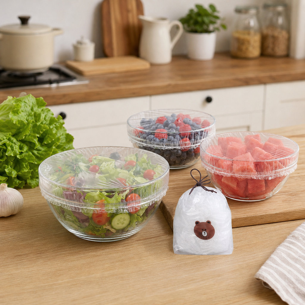 100-Piece Elastic Food Cover Set – Stretch-to-Fit Bowl & Plate Covers