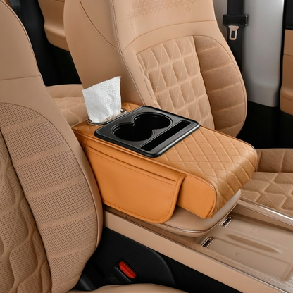 Multifunctional Car Armrest Organizer with Cup Holder & Built-In Storage