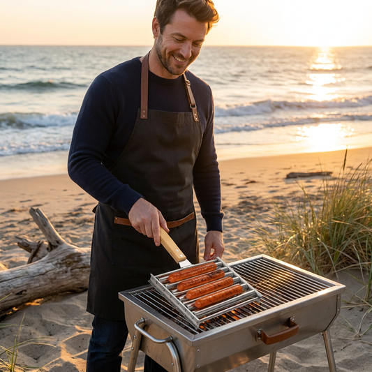 Stainless Steel Sausage Rack – Rollable Grill Holder for Hot Dogs & Sausages
