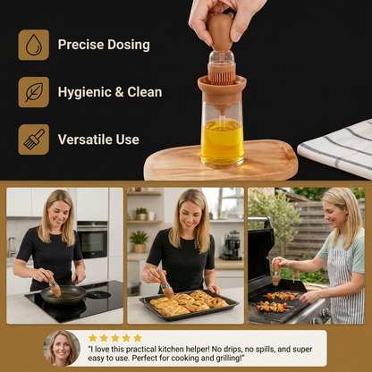Oil Dispenser with Silicone Brush – Precision Bottle for Cooking, Grilling & Baking