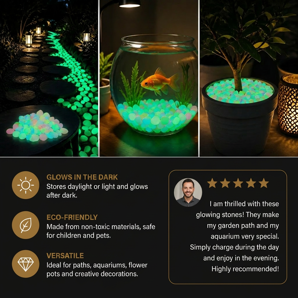 Glow-in-the-Dark Decorative Pebbles