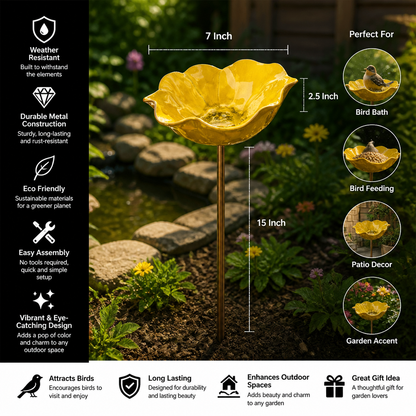 Decorative Outdoor Bird Bath & Feeding Bowl