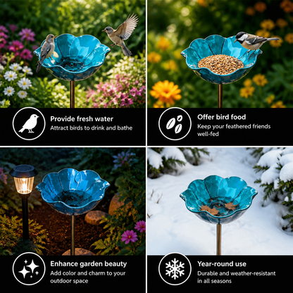 Decorative Outdoor Bird Bath & Feeding Bowl