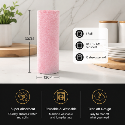 Premium Tear-Off Microfiber Cleaning Roll – Washable & Reusable