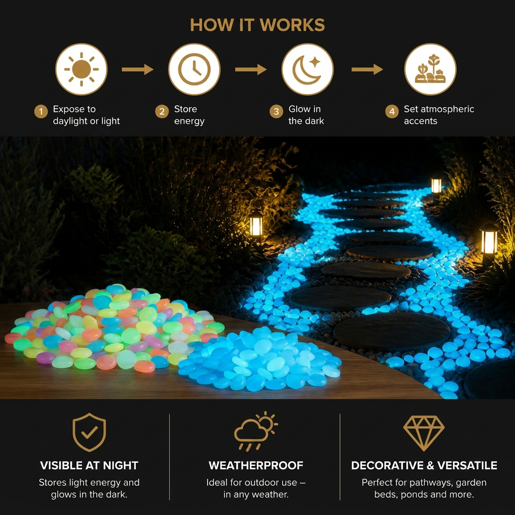 Glow-in-the-Dark Decorative Pebbles