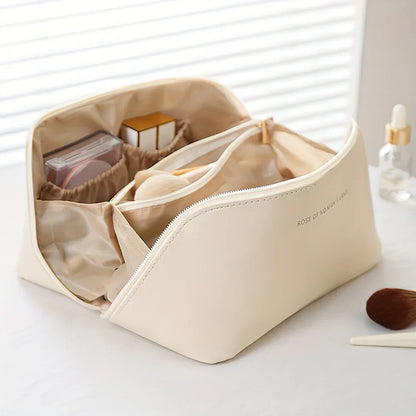 Compact Travel Makeup Organizer With Zipper – Stylish Cosmetic Pouch