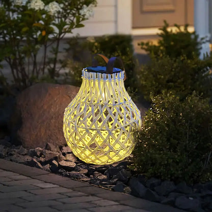 Large Solar LED Rattan Lantern – Oval Outdoor Light for Garden and Patio Decoration