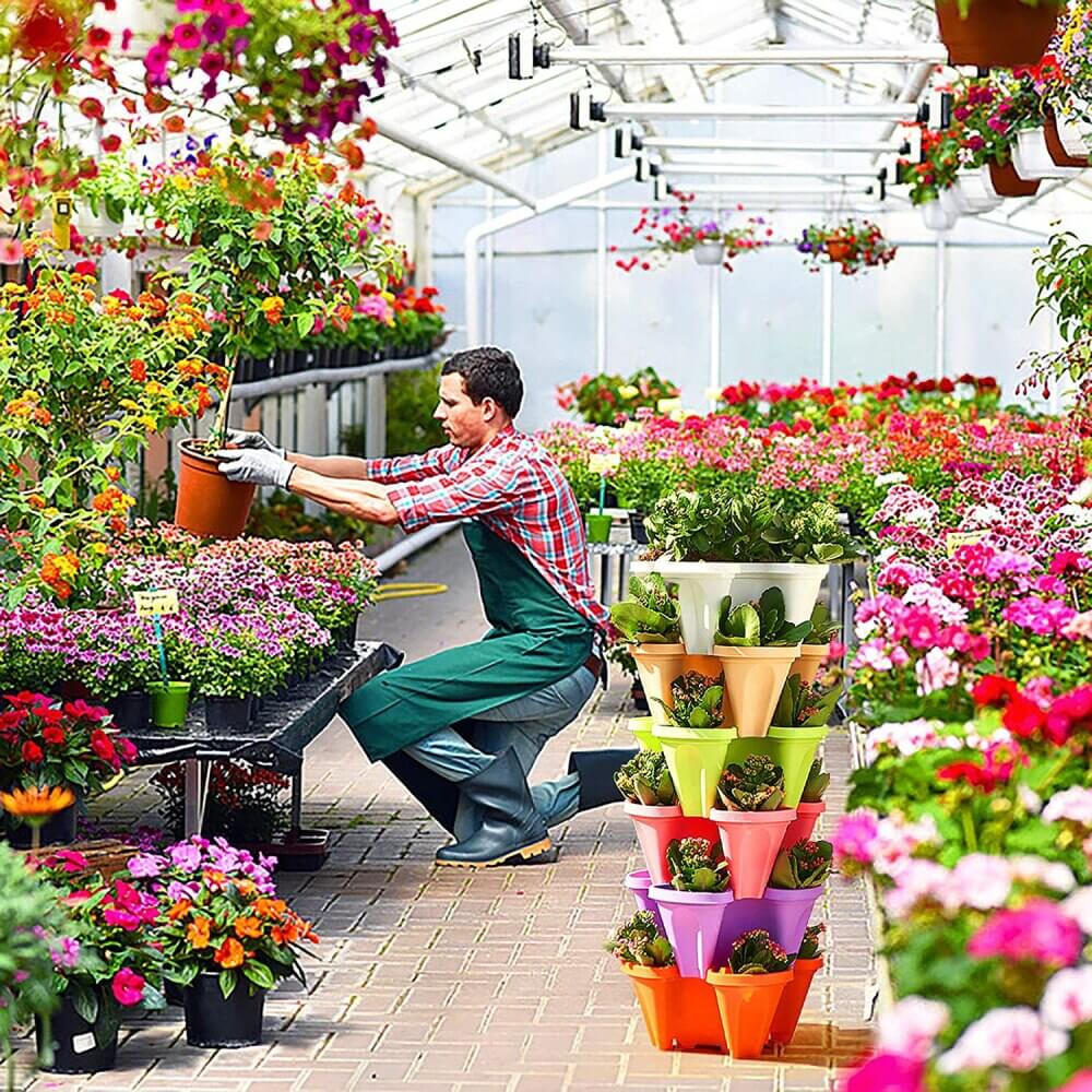 Stackable Plant Pots with Castors – Vertical Garden System