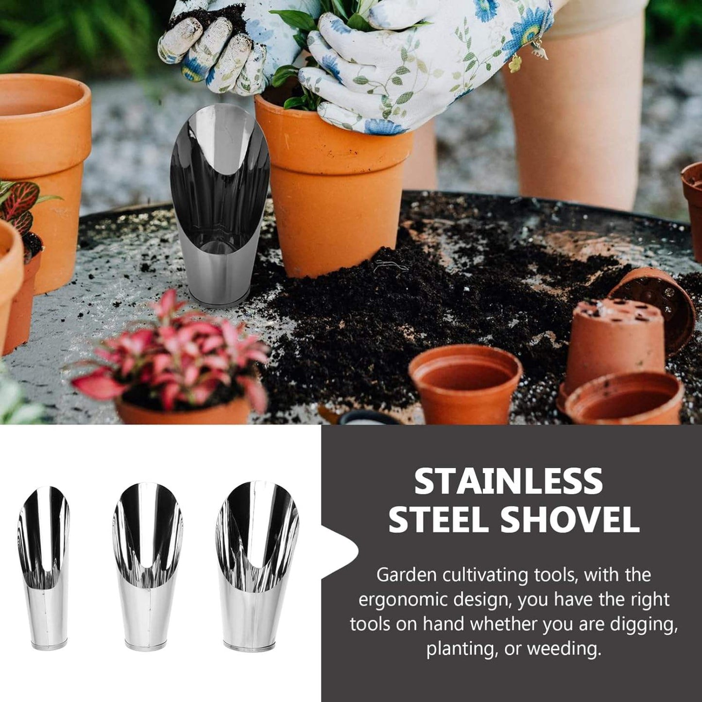 Durable Stainless Steel Planting Shovel – Strong Gardening Tool for Soil and Pots