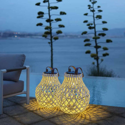 Large Solar LED Rattan Lantern – Oval Outdoor Light for Garden and Patio Decoration