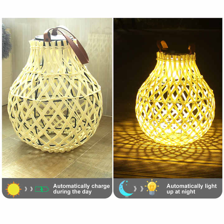 Large Solar LED Rattan Lantern – Oval Outdoor Light for Garden and Patio Decoration