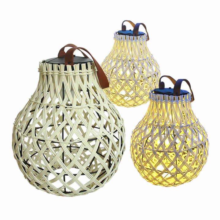 Large Solar LED Rattan Lantern – Oval Outdoor Light for Garden and Patio Decoration