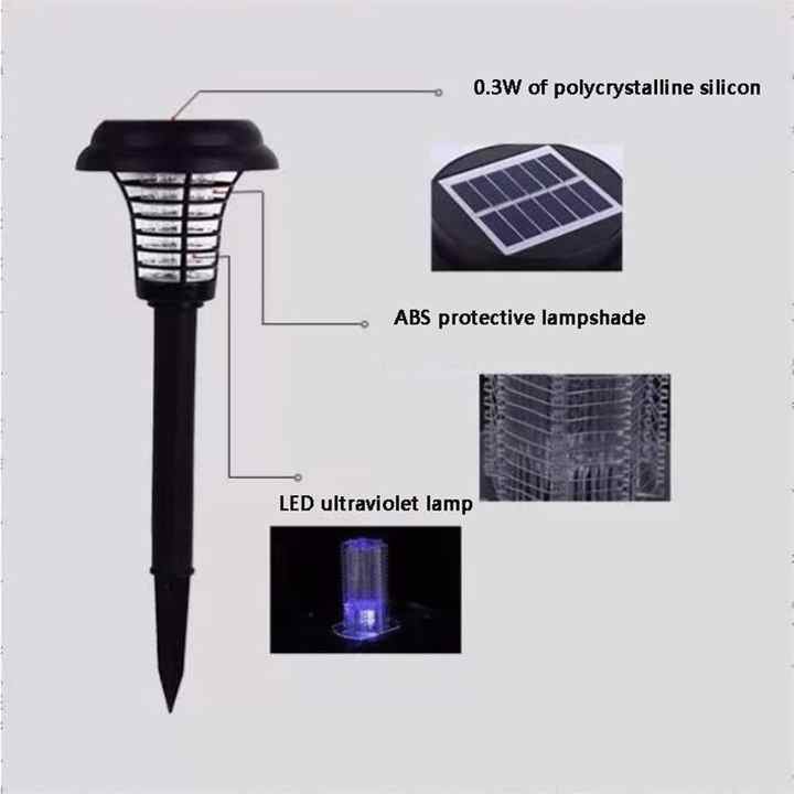 Solar Mosquito Killer Lamp with LED Light – Waterproof Insect Trap and UV Mosquito Repellent for Garden