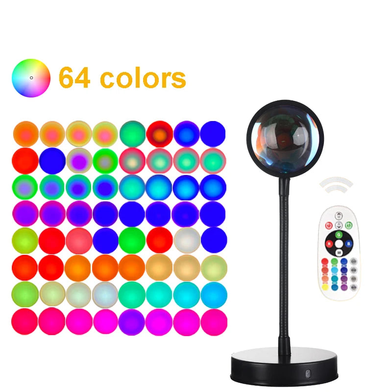 Sunset Projector Lamp – 180° Adjustable Ambient Light with Remote Control