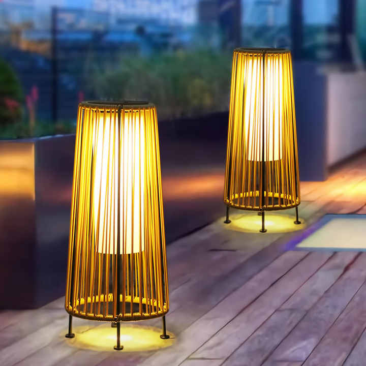 Large Solar LED Rattan Lantern – Oval Outdoor Light for Garden and Patio Decoration