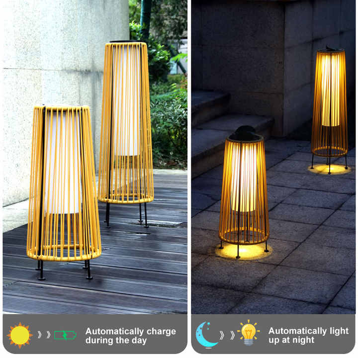 Large Solar LED Rattan Lantern – Oval Outdoor Light for Garden and Patio Decoration
