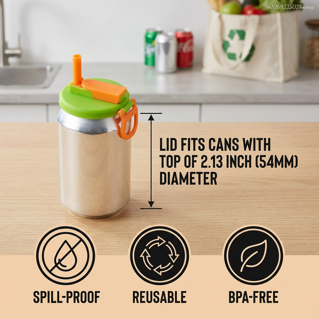 2-in-1 Reusable Silicone Can Lid with Straws – Spill-Proof Drink Cover for On-the-Go (2-Pack)