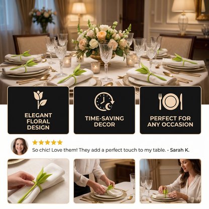 Flower napkin ring set – luxury table decoration in floral design (set of 6)