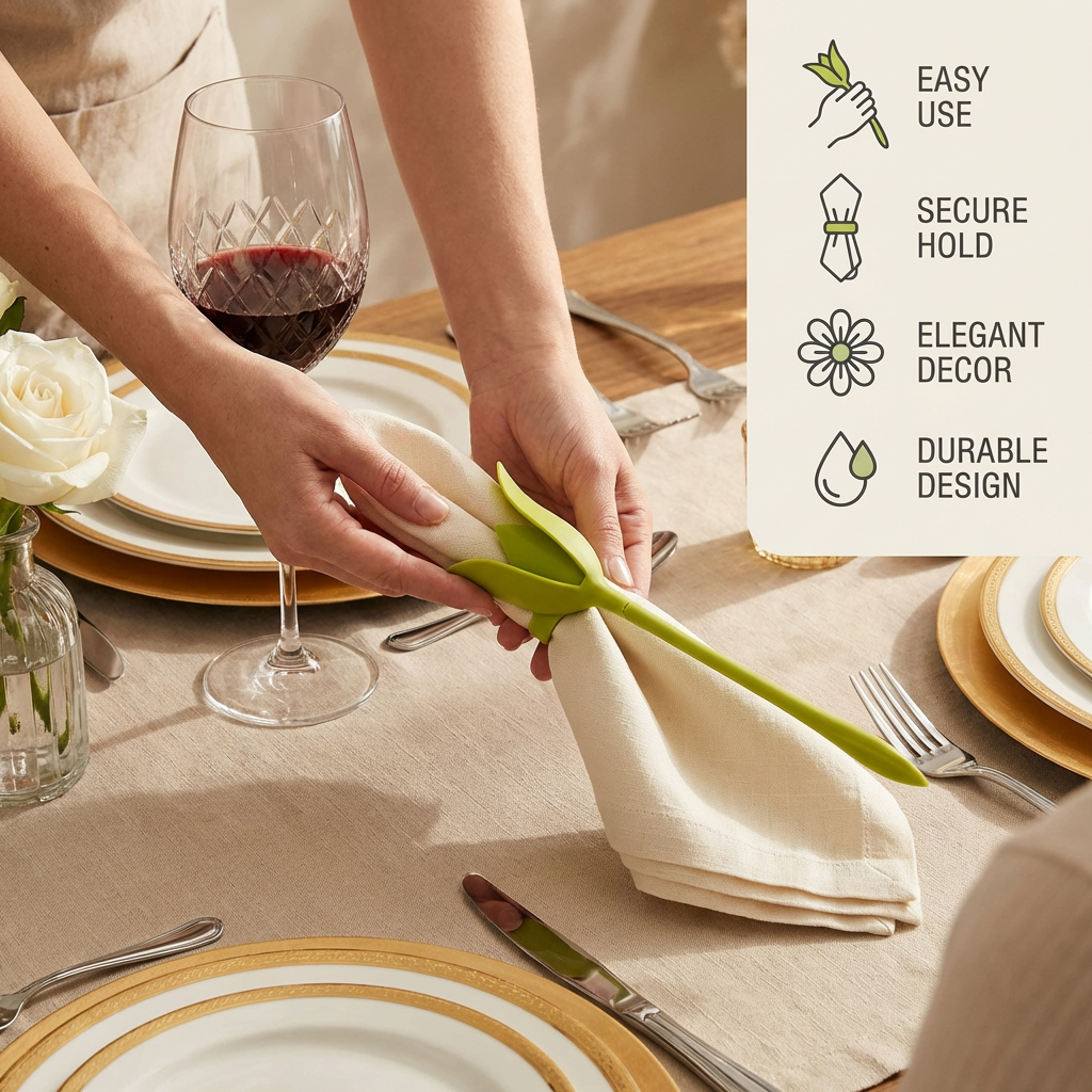 Flower napkin ring set – luxury table decoration in floral design (set of 6)