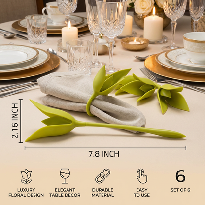 Flower napkin ring set – luxury table decoration in floral design (set of 6)