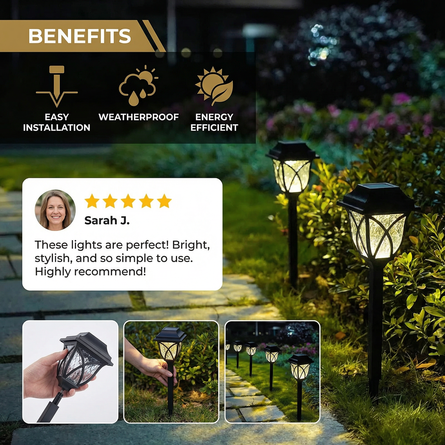 Solar LED Pathway Lights – Weatherproof Outdoor Garden Lighting