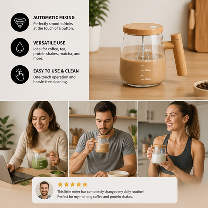Fully Automatic Electric Mixing Cup – Practical Cup for Effortless and Even Stirring of Drinks & Mixtures
