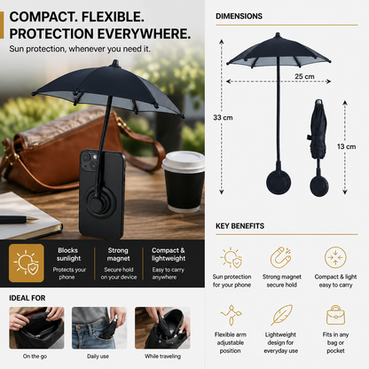 Magnetic Mini Phone Sunshade – Extendable Holder for Flexible Sun Protection on the Go