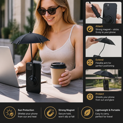 Magnetic Mini Phone Sunshade – Extendable Holder for Flexible Sun Protection on the Go