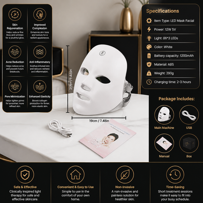 LED Face Mask – Professional Light Therapy for Skin Rejuvenation at Home