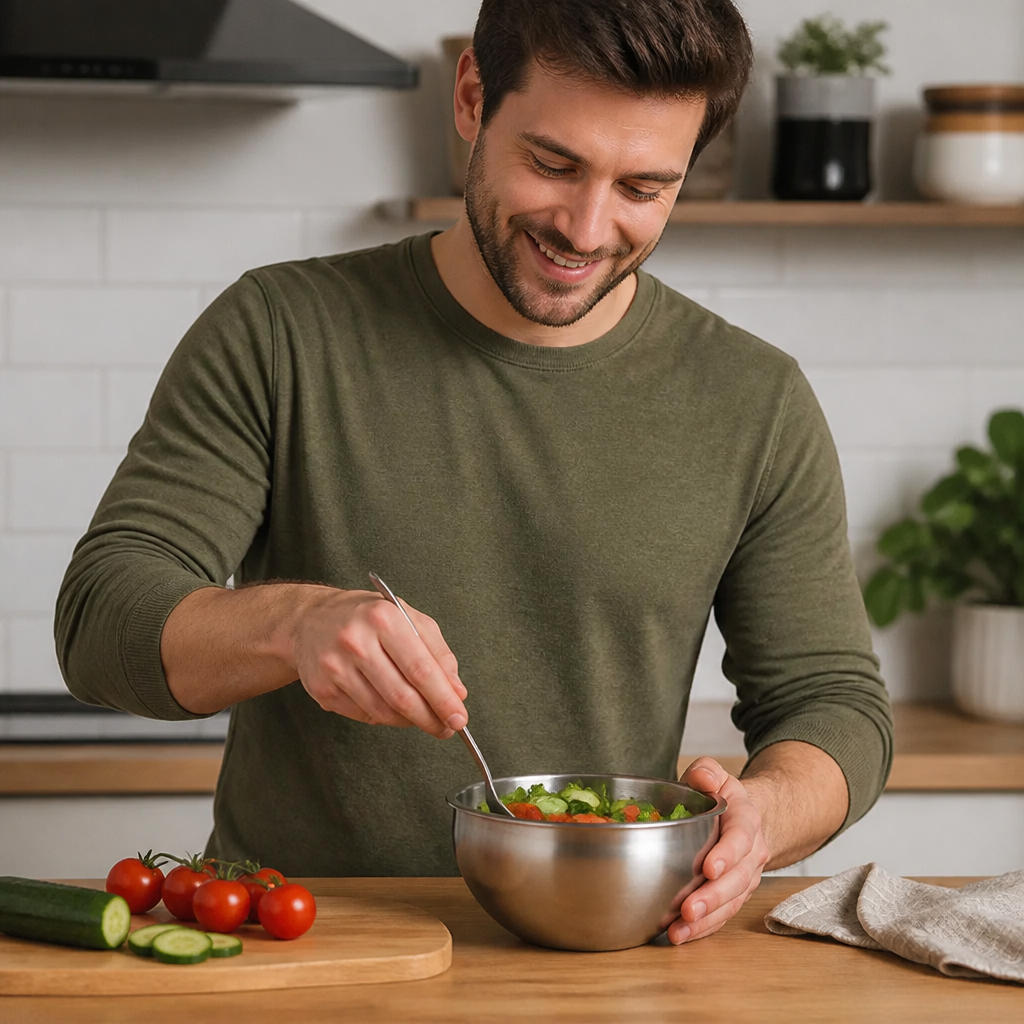 Double-Walled Stainless Steel Bowl for Keeping Food Cold or Warm